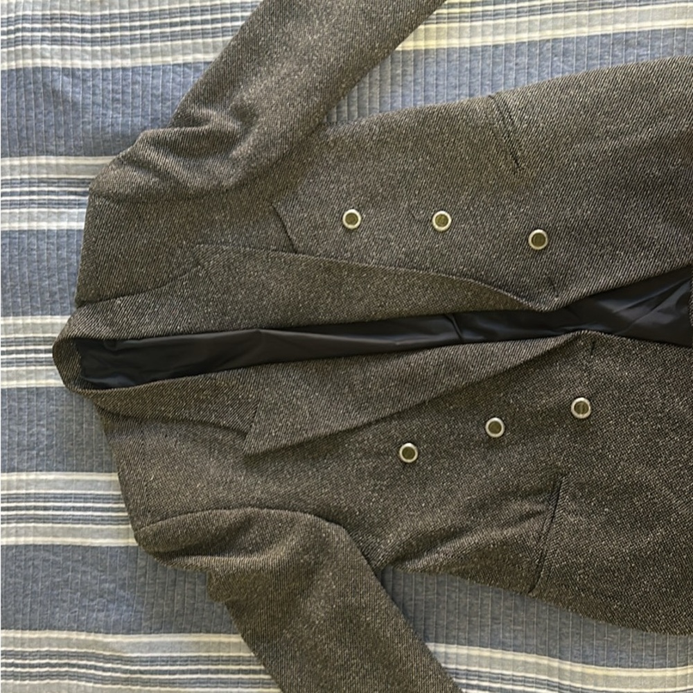 Elegant Men's Double-Breasted Tweed Pea Coat